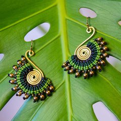 Knotted Cotton Fan Earrings-Earrings-Siesta Crafts