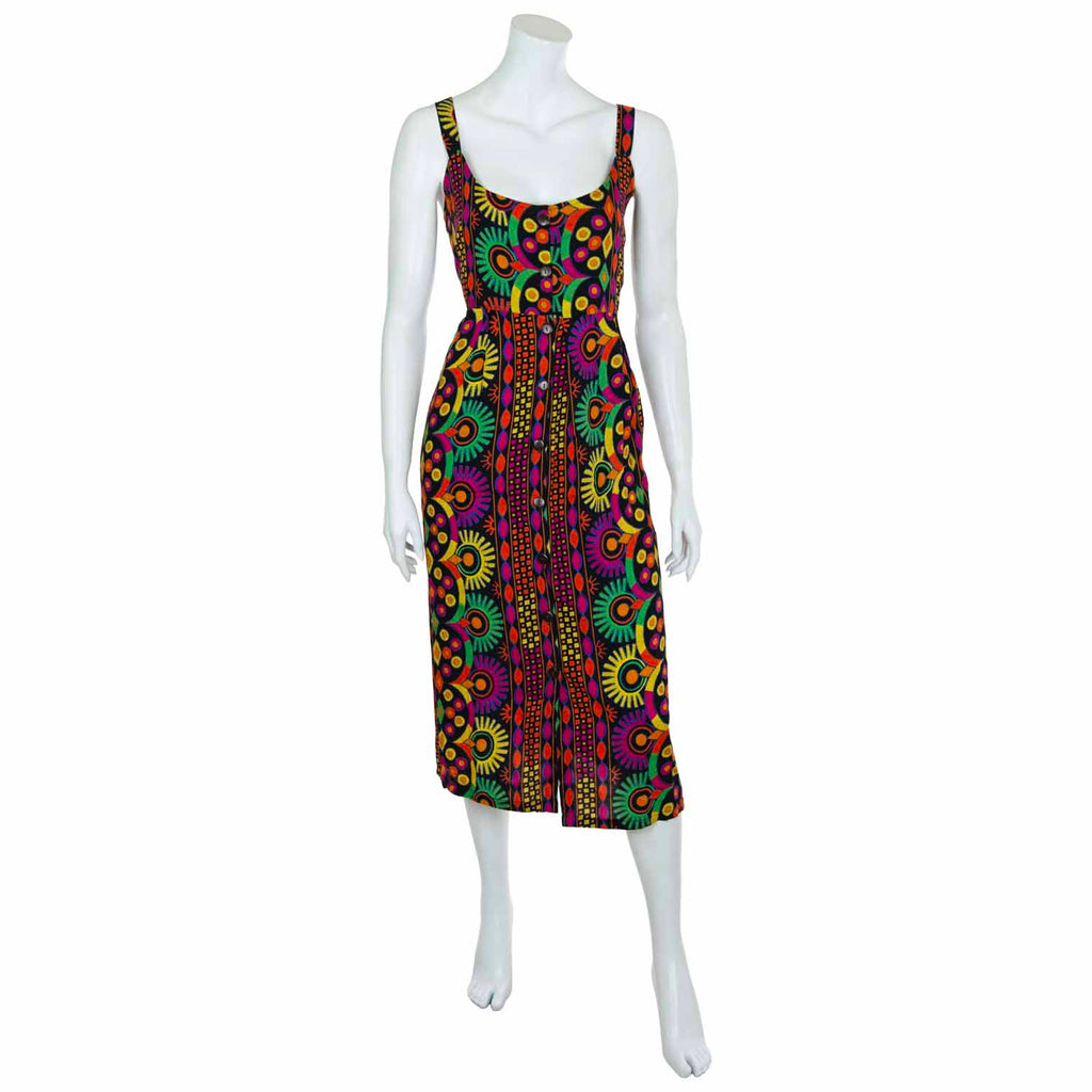 Kaleidoscope Button Up Midi Dress-Dresses-Siesta Crafts