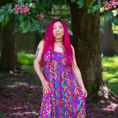 Kaleidoscope Button Up Midi Dress-Dresses-Siesta Crafts