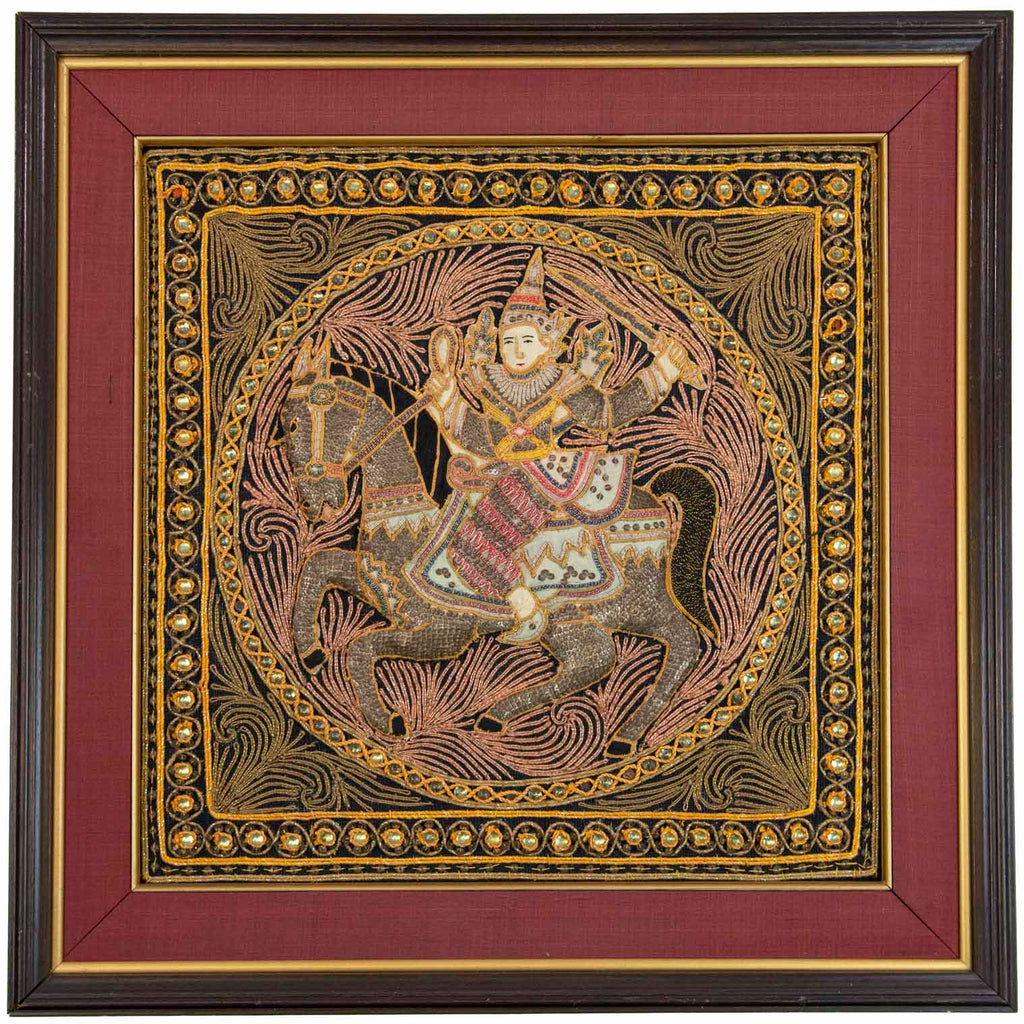 Framed Vintage Kalaga Tapestry No.1 - Warrior on Horse