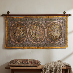 Vintage Kalaga Tapestry No.9 - Garuda, Horse & Lion-Home Décor-Siesta Crafts