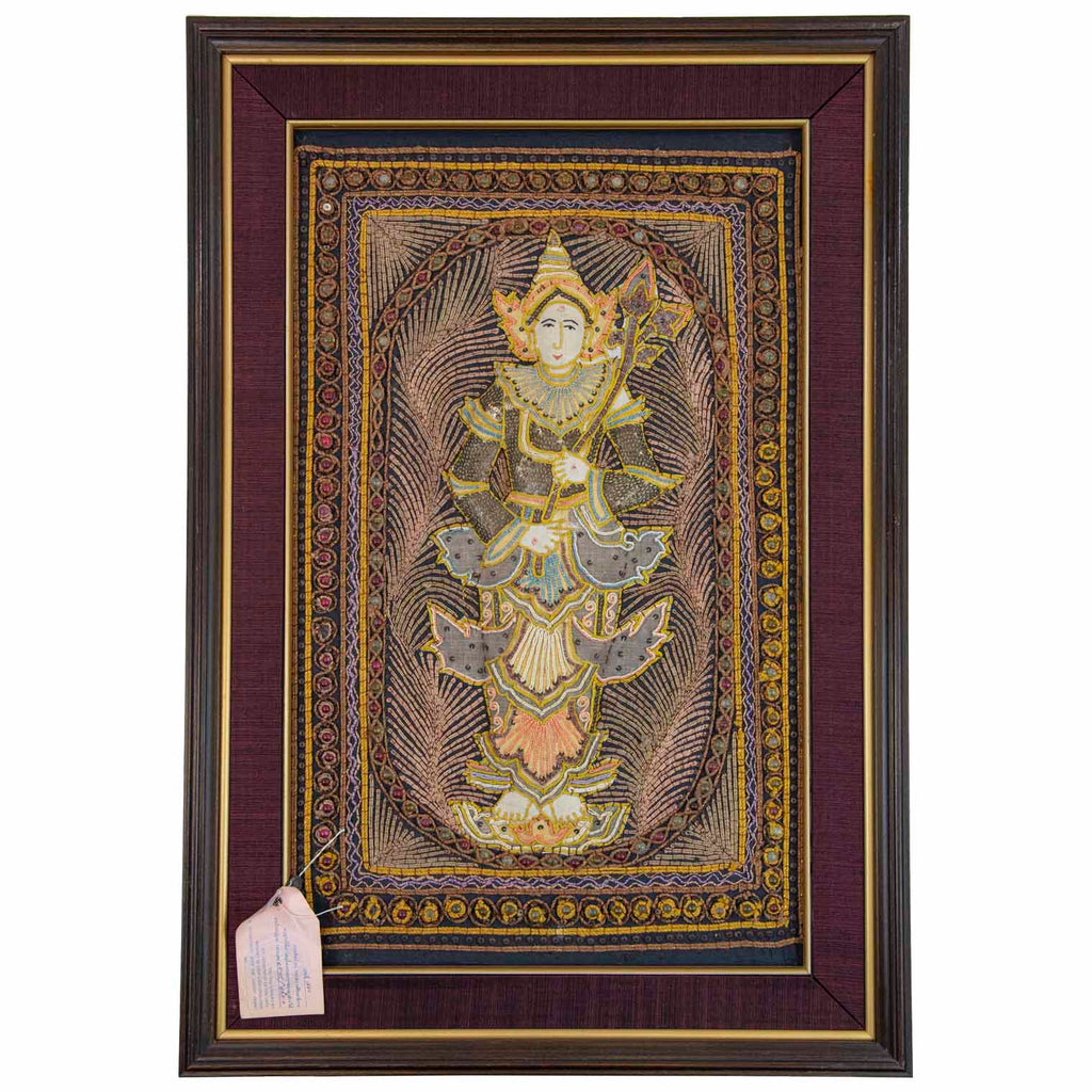 Framed Vintage Kalaga Tapestry No.18 - Thagyamin Nat