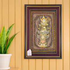 Framed Vintage Kalaga Tapestry No.18 - Thagyamin Nat-Home Décor-Siesta Crafts