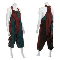 Block Print Harem Dungarees-Dungarees & Jumpsuits-Siesta Crafts