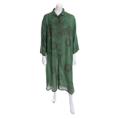 Om Fabric Long Shirt Dress-Dresses-Siesta Crafts