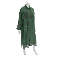 Om Fabric Long Shirt Dress-Dresses-Siesta Crafts