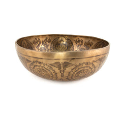 Ornate Etched Green Tara Singing Bowl No.1-Singing Bowls-Siesta Crafts