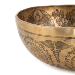 Ornate Etched Green Tara Singing Bowl No.1-Singing Bowls-Siesta Crafts