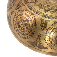 Ornate Etched Green Tara Singing Bowl No.1-Singing Bowls-Siesta Crafts