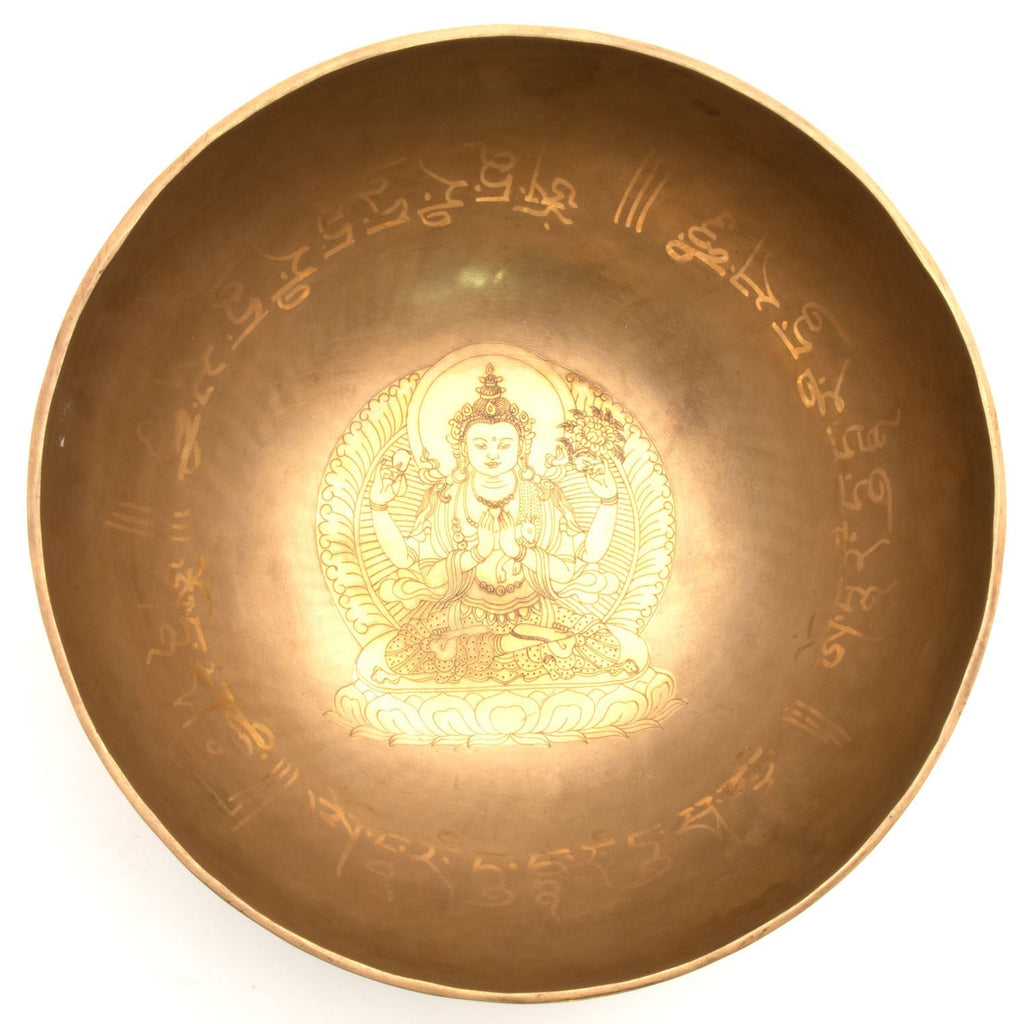 Special Etched Chenrezig Singing Bowl No.5-Singing Bowls-Siesta Crafts