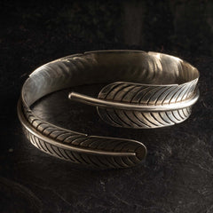 Nepalese Silver Feather Bracelet-Bracelets & Wristbands-Siesta Crafts