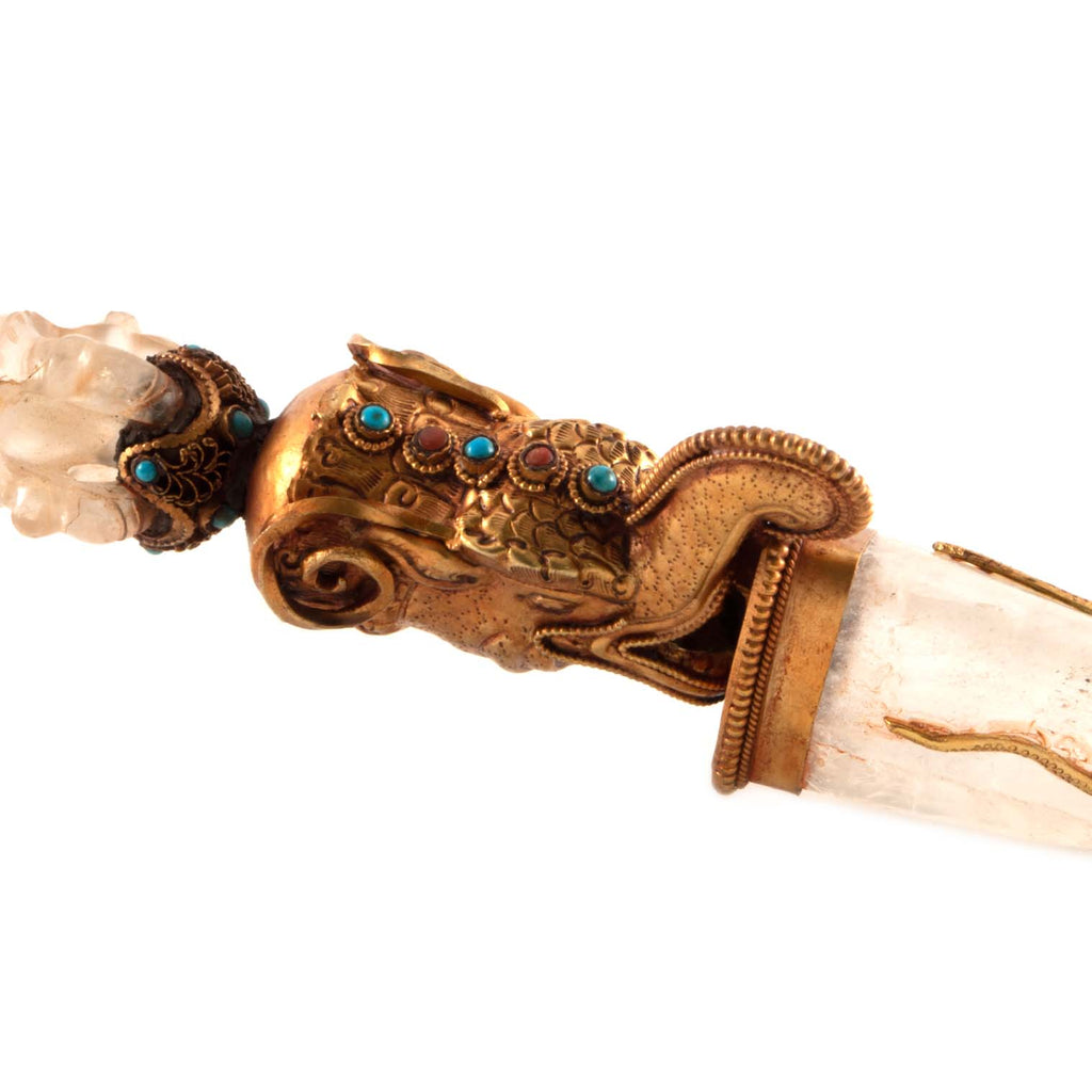 Gold Plated Copper and Crystal Phurba-Buddhism-Siesta Crafts