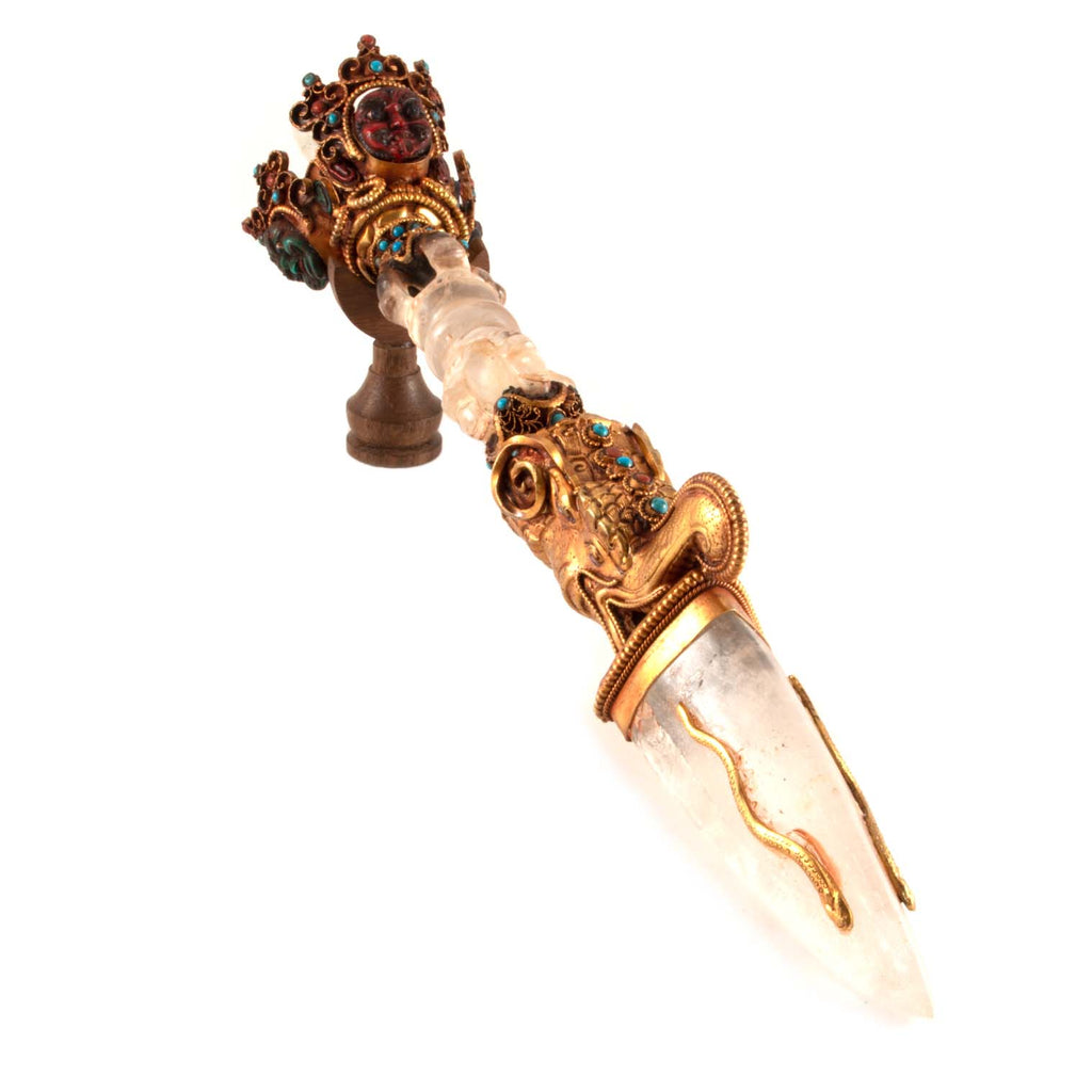 Gold Plated Copper and Crystal Phurba-Buddhism-Siesta Crafts