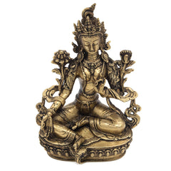 Brass Green Tara Statue No.391-Buddhism-Siesta Crafts